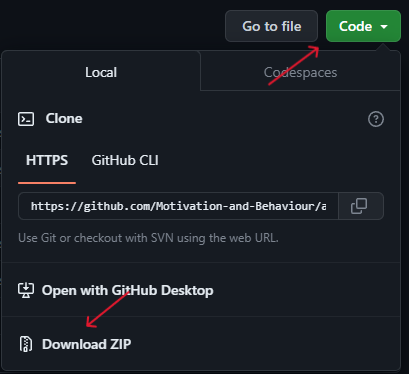 Screenshot of GitHub Repo download button
